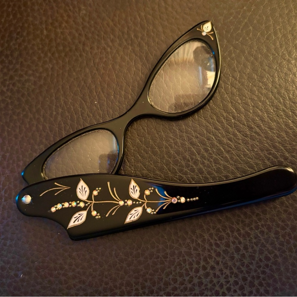 Elegant Vintage Black Floral Women's bifocal Glasses